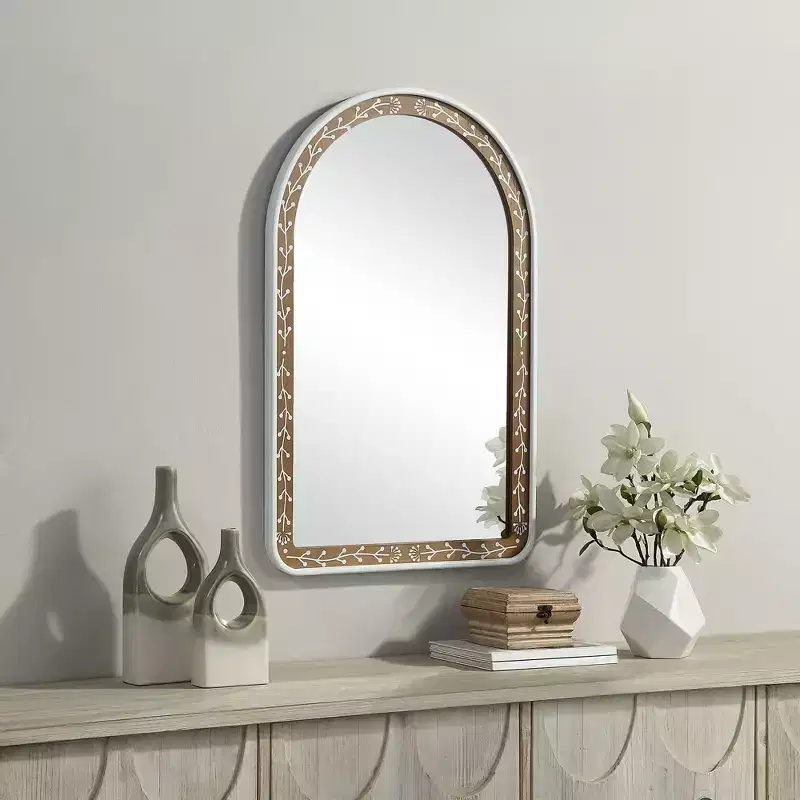Holli Furniture Metal and Wood Wall Mirror Brown