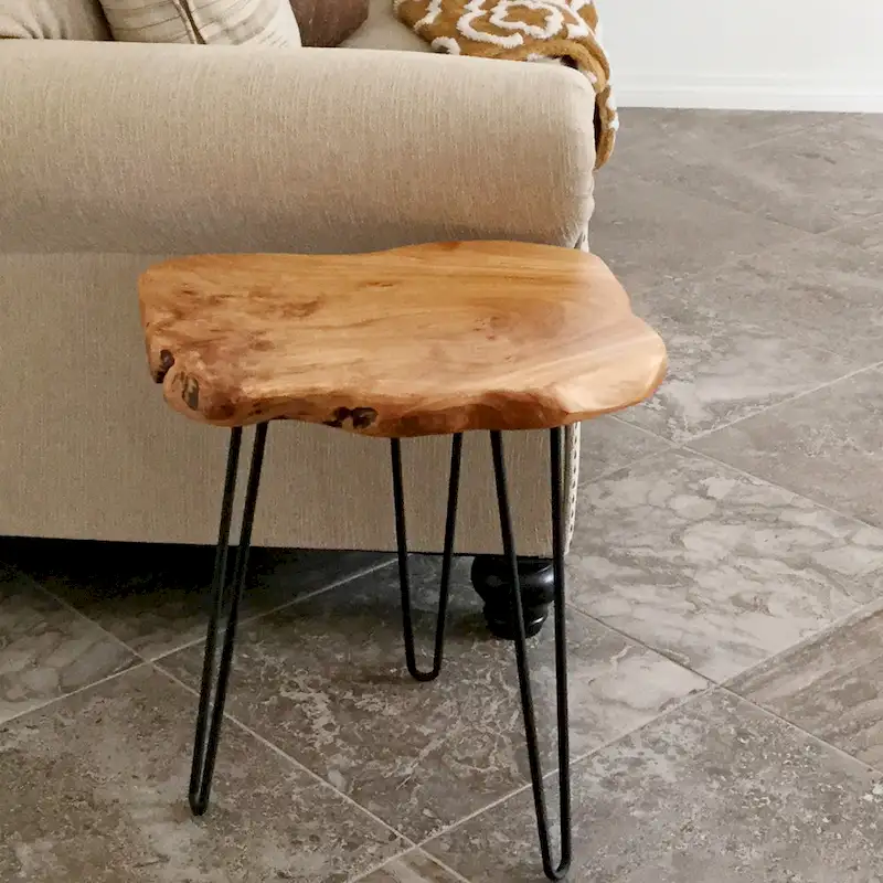 Live Edge Coffee Table - Cedar Wood - Black Hairpin Legs