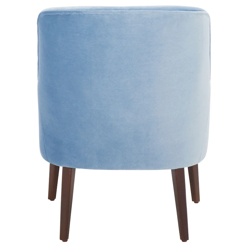 Light Blue / White / Green Velvet Accent Chair with Tapered Walnut Legs – 1-Seater