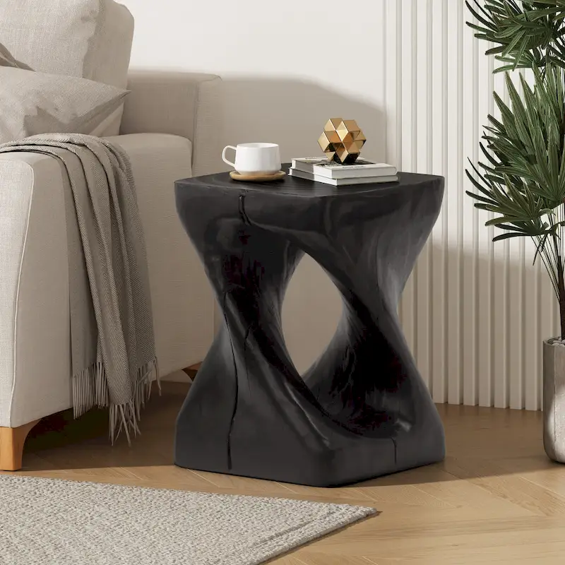 Twist Shape Side Table, Wood-like Texture