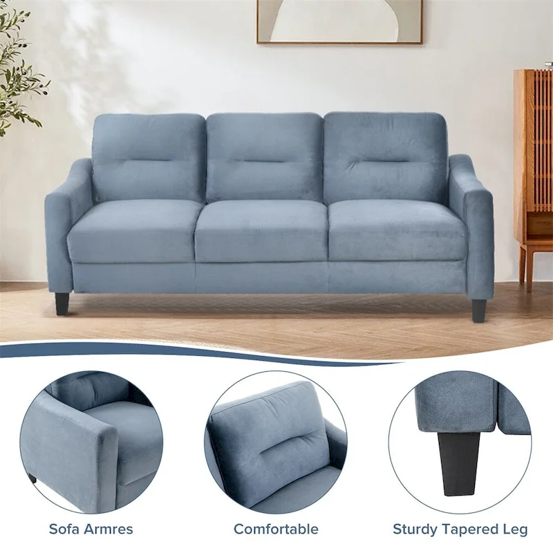 Fabric Sofa with Wood Frame and Legs