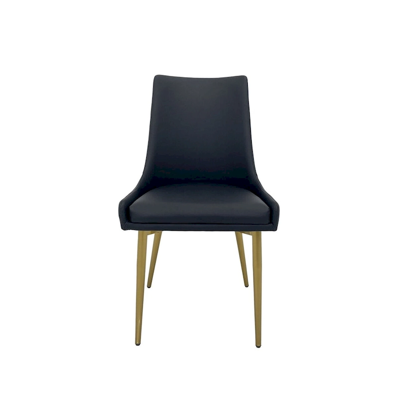 Dining Chair with PU Seat and Matte Gold Legs, Set of 2