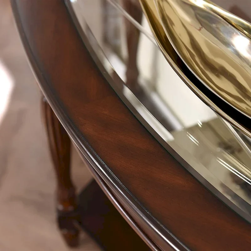 Solid Wood End Tables Coffee Tables Console Table with Glass Top