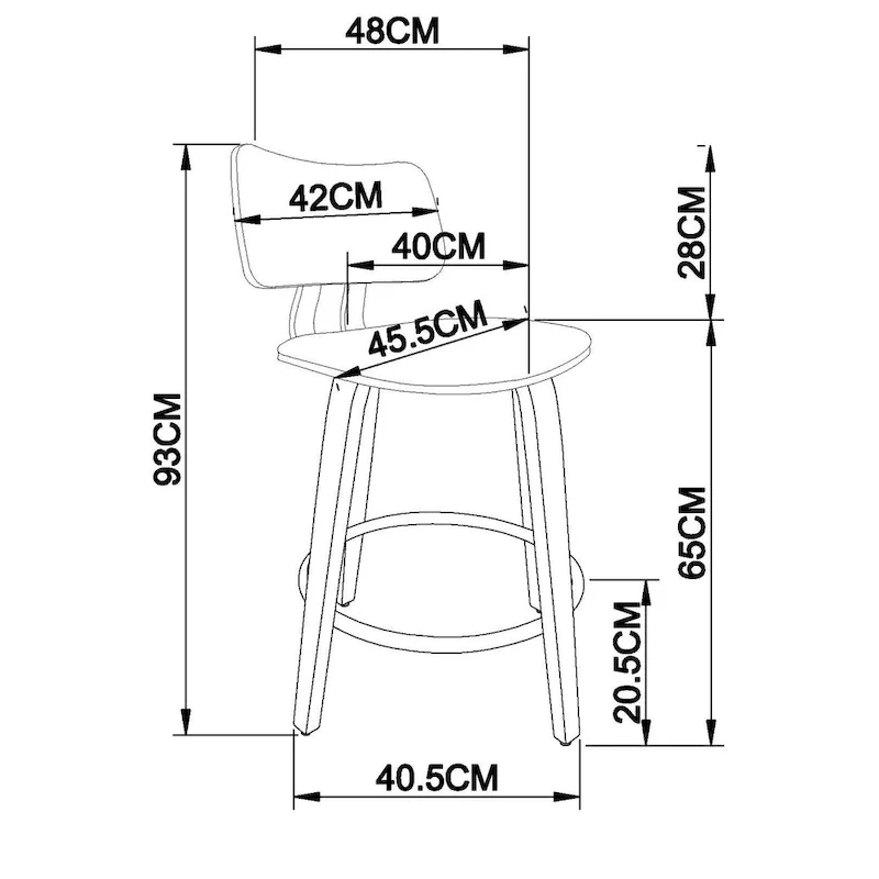 Mid-Century Fabric and Wood 26  Counter Stool with Swivel
