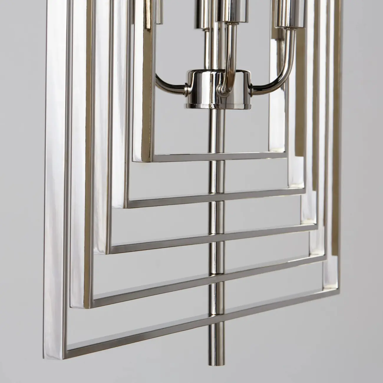 Modern Silver Rectangular Metal Cage Chandelier