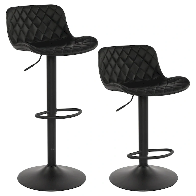 Faux Leather Adjustable Barstools Upholstered Counter Bar Pub Height Stools