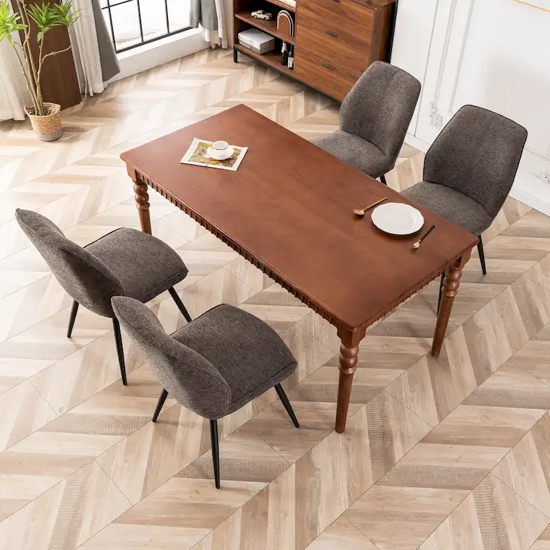 Mid Century Modern Armless Fabric Dining Room Chairs Set of 2