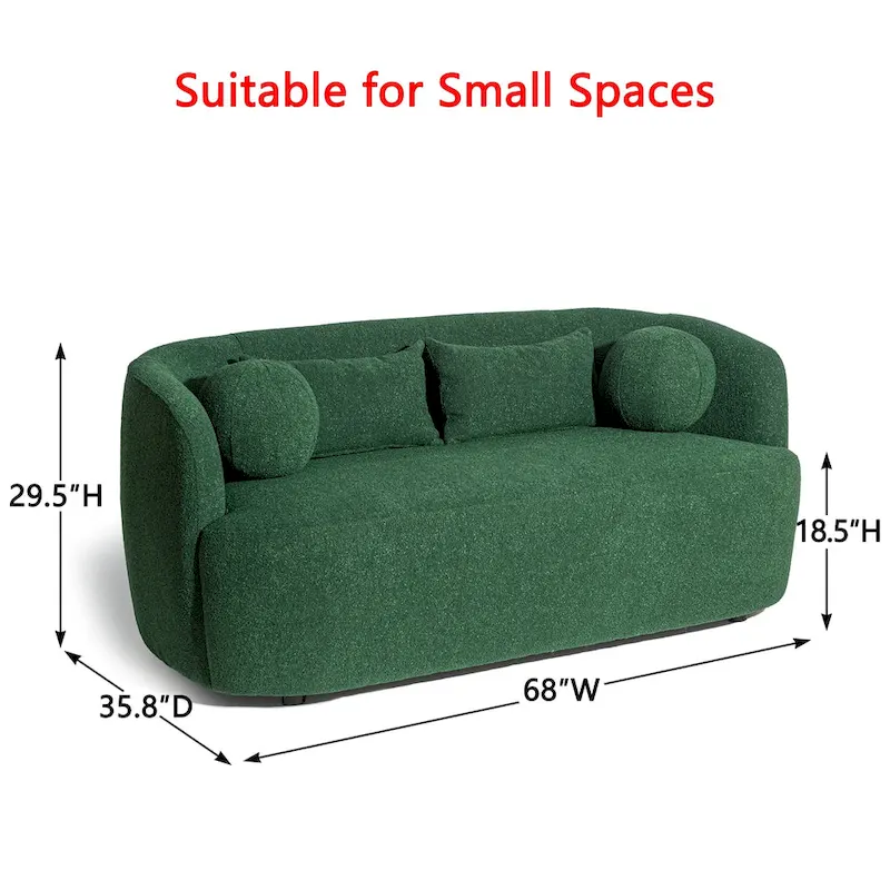 Boucle Loveseat - Natural Fabric, Mid-Century Modern, Seats 2