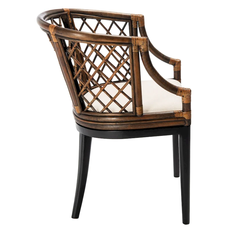 Theona Rattan Lattice Arm Chair - 22.3W x 23L x 31.3H - 22Wx23Dx31H