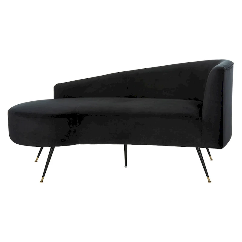 SAFAVIEH Helgrit Black/Gold Velvet Retro Glam Settee - 57.5  W x 27  D x 28  H - 58Wx27Dx28H