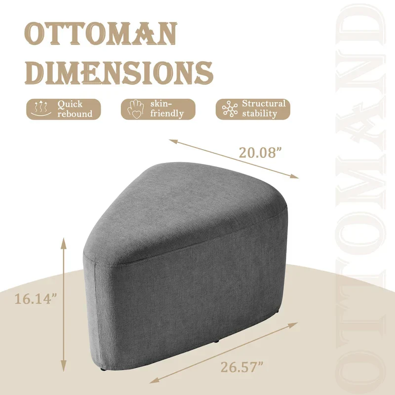 Triangular Chenille Fabric Pouf Ottoman