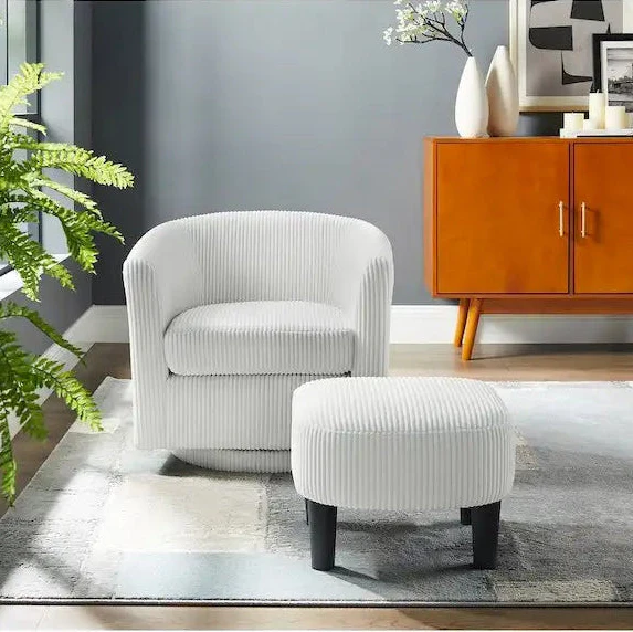 Swivel Accent Single Sofa Chair with Ottoman
