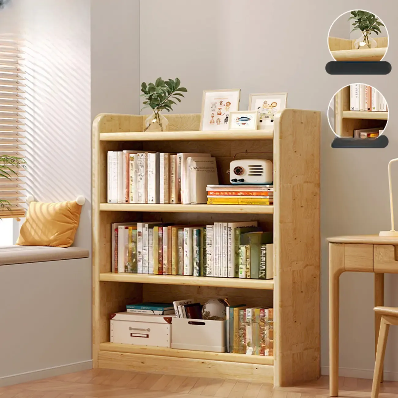 Rustic Vertical 5-Tier Closed Back Wooden Bookshelf
