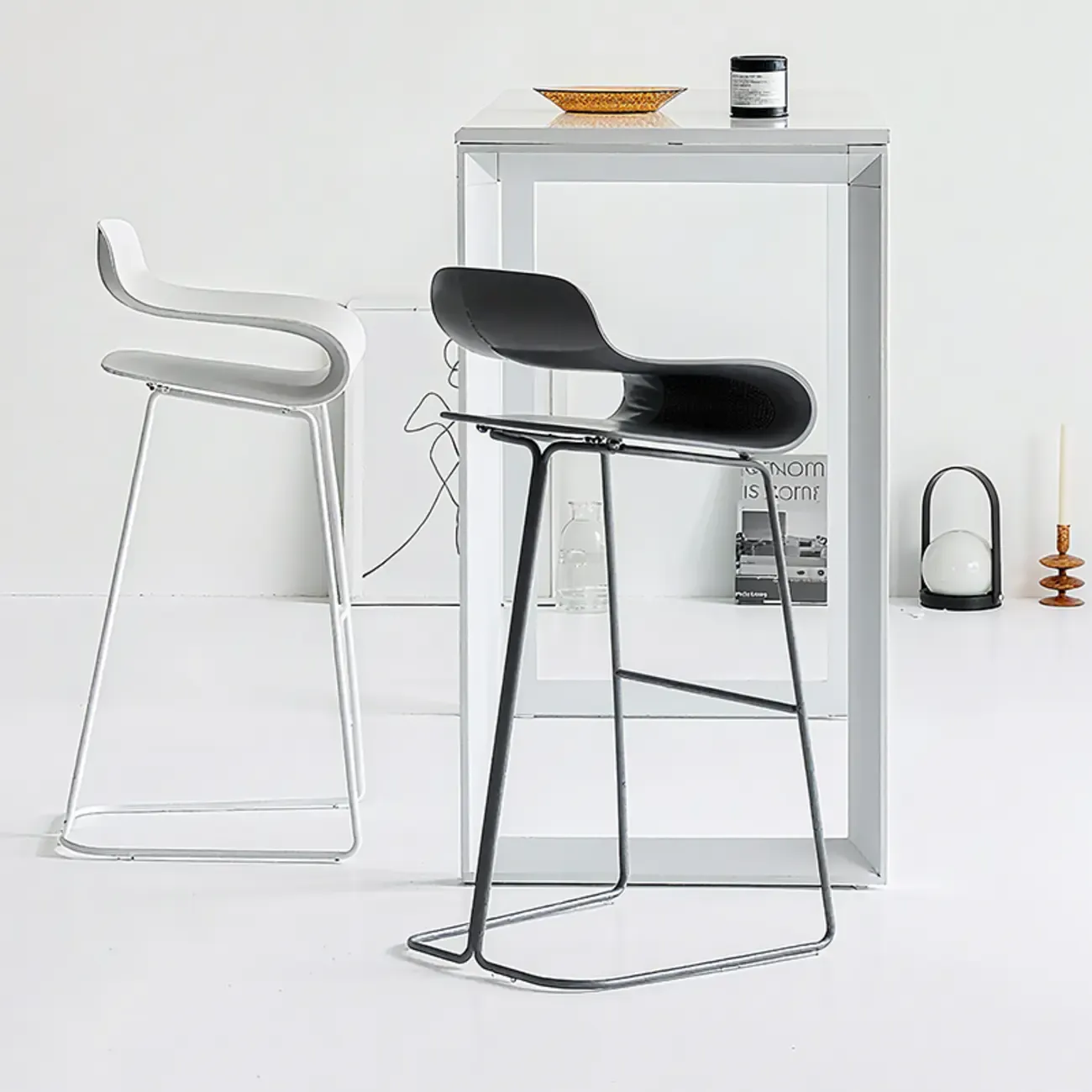 Industrial Plastic Steel Frame Low Back Armless Bar Stool
