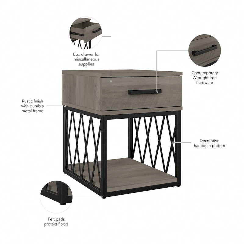 City Park Industrial End Table with Drawer