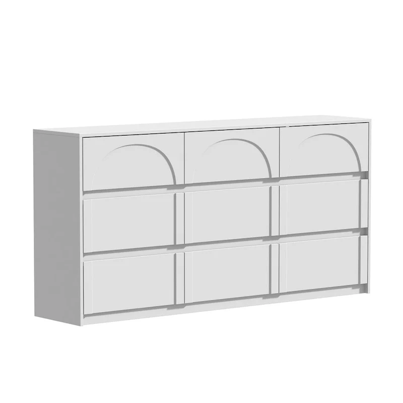 White 6-Drawer Storage Chest, Arch-Front Dresser Cabinet