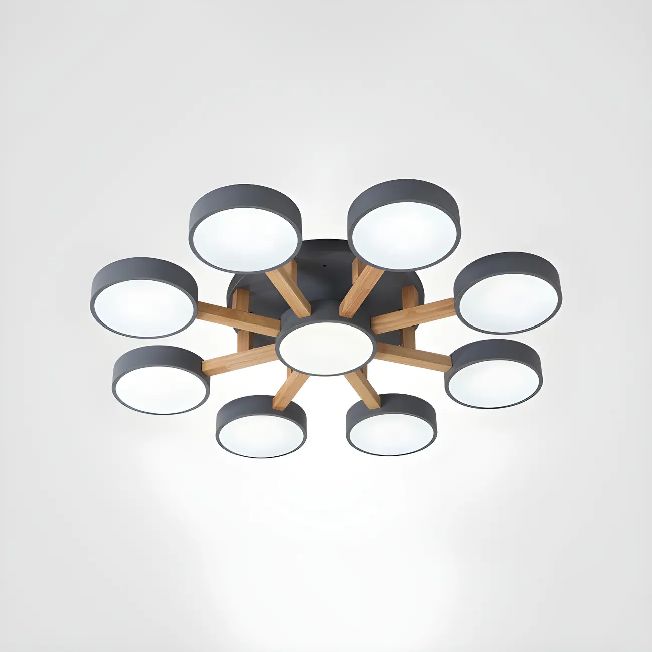 Green Drum Shade Semi Flush Ceiling Light 3-Gear Dimming