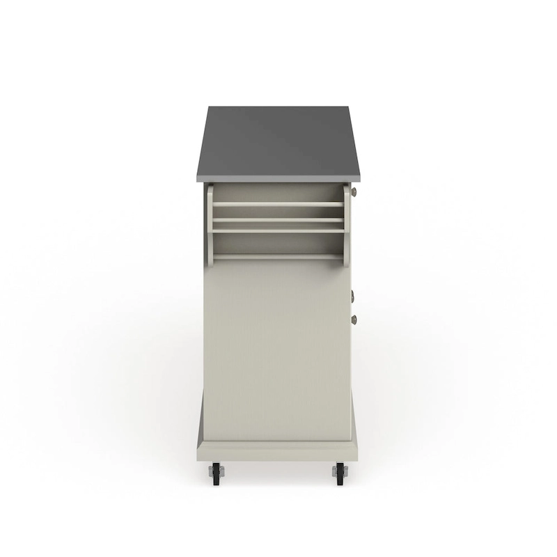 White Finish Stainless Steel Top Kitchen Cart and Island - 18d x 51.5w x 36h