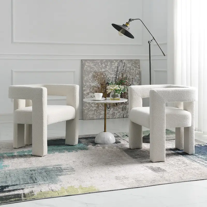 KINWELL 24 Wide Boucle Upholstered Armchair (Set of 2)