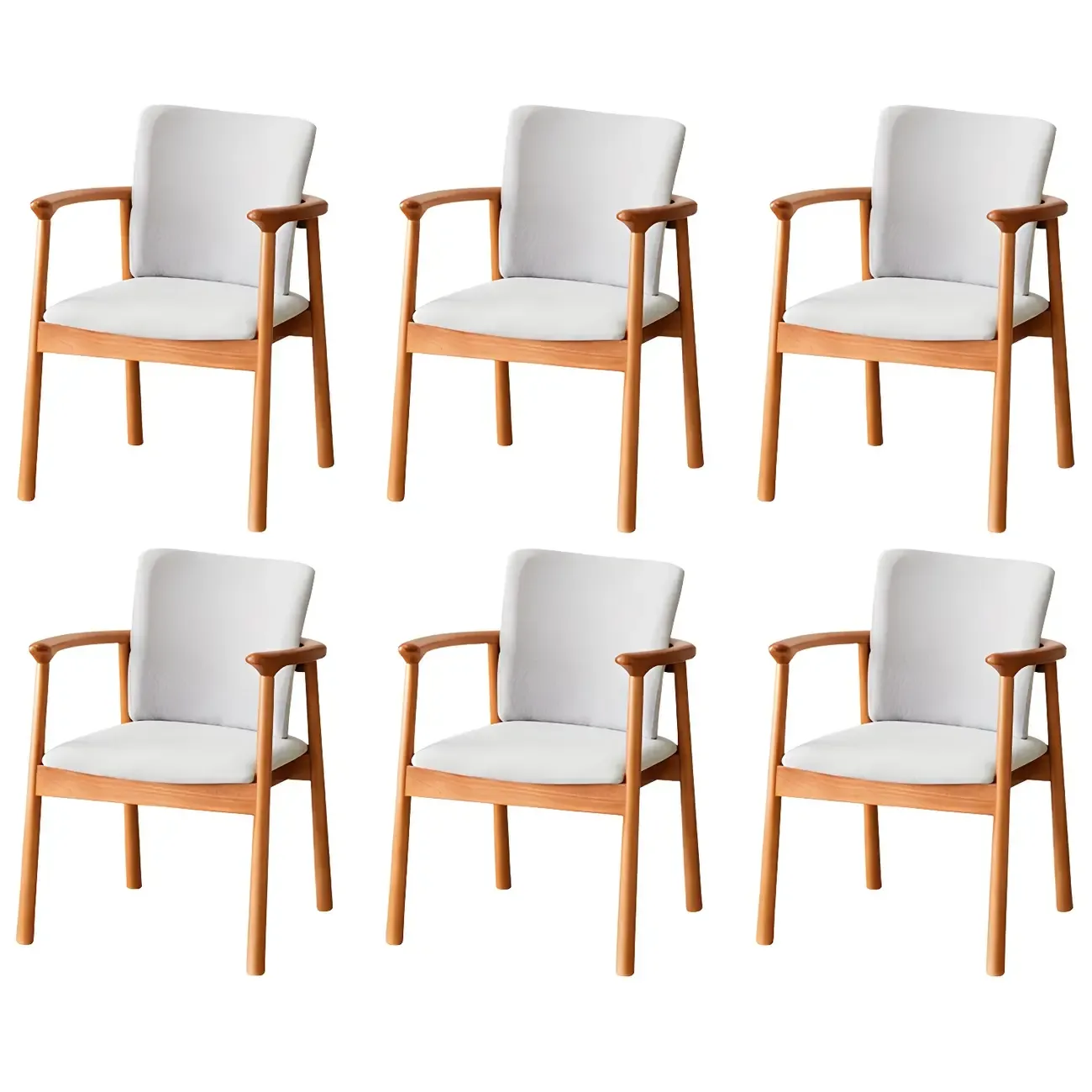 Modern Upholstered Rubberwood Arm Dining Chair Set of 2