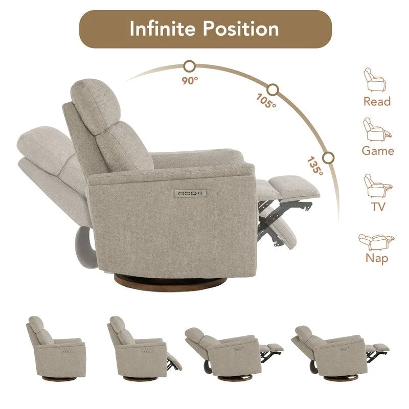 Power Swivel Nursery Recliner Chair with Nightlight