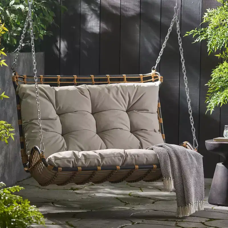 Christopher Knight Home Arruda Outdoor Wicker Porch Swing with Cushions