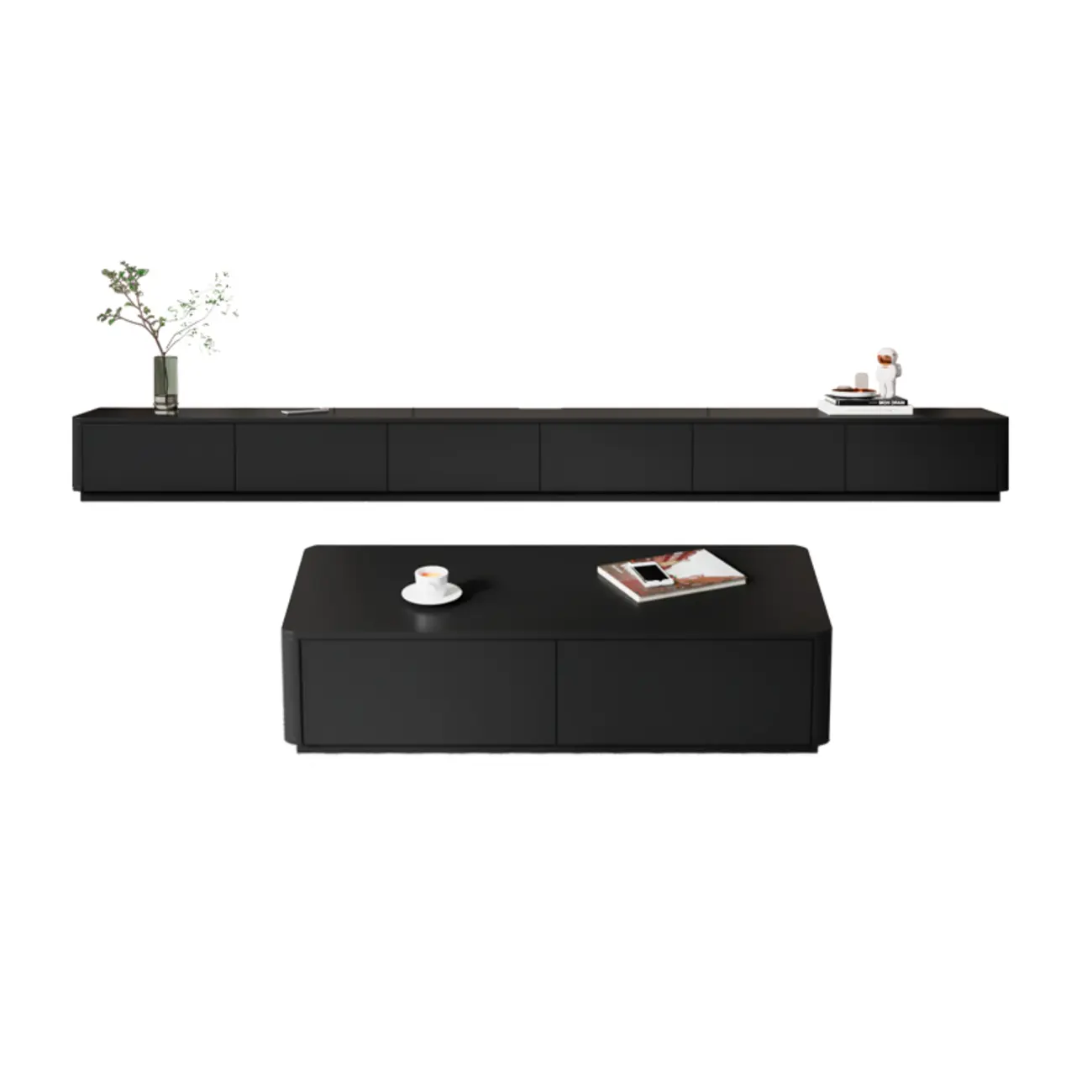 63 Black Rectangle Wood Cable Management TV Stand