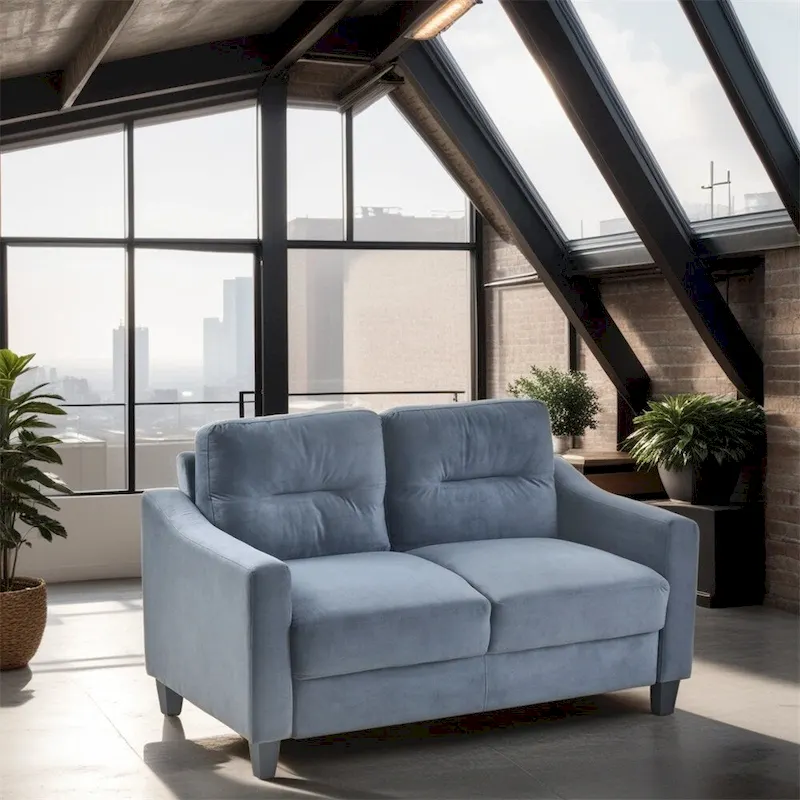 Fabric Sofa with Wood Frame and Legs
