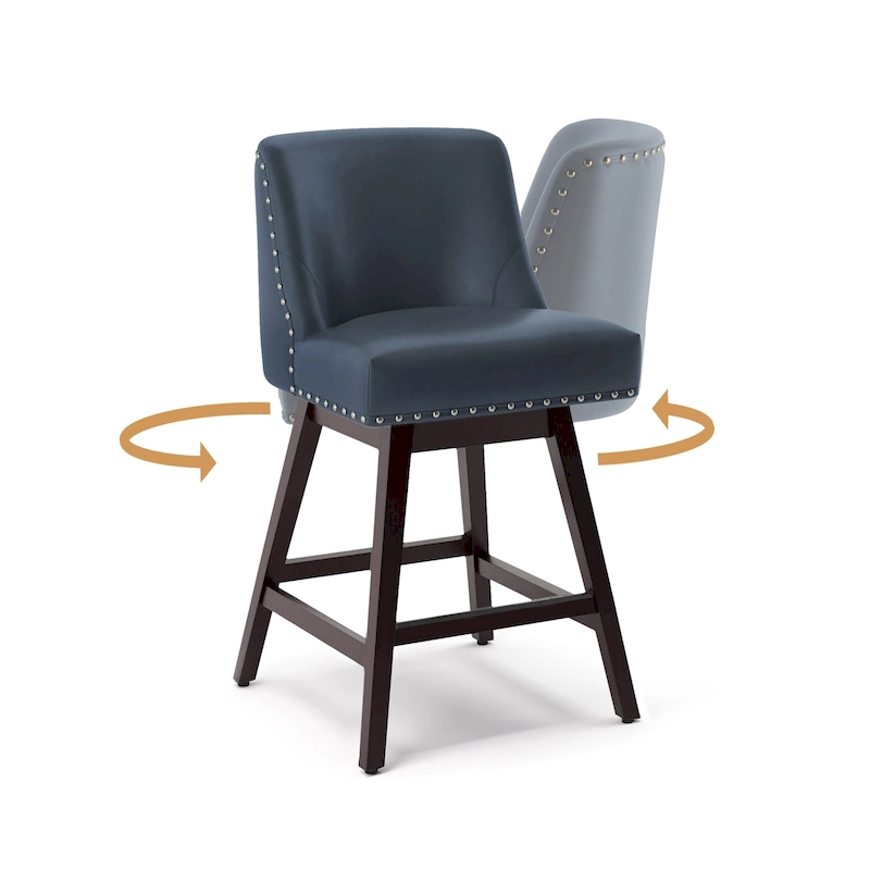 LUE BONA 26 in. Counter Height Bar Stools Upholstered Wood Frame Swivel Bar Stool with Farbic Seat Set of 3