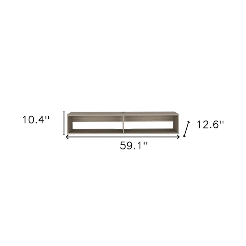 Modern TV Console Wall Mounted 59 Floating Media Stand with Shelves and Cable Management - 10.4H x 59.1W x 12.6D