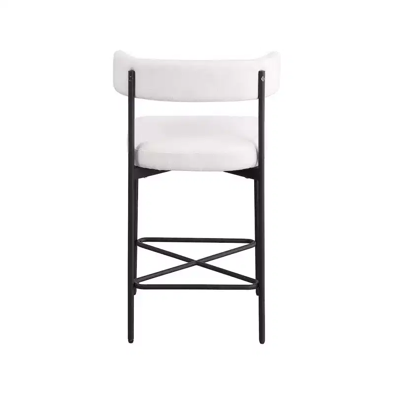 Meridian Furniture,Rivage Cream Durable Linen Textured Fabric Stool, Set of 2