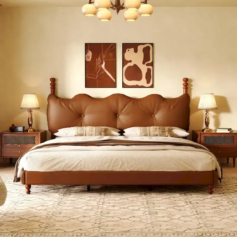 Luxury Upholstered PU Leather Bed