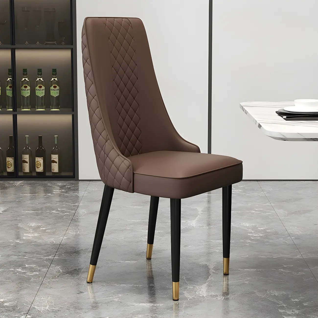 Modern Leather Full Back Upholstered Dining Chair