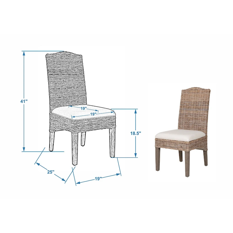 Natural Rattan Cushioned Dining Chairs By - Set Of 2 by East at Main