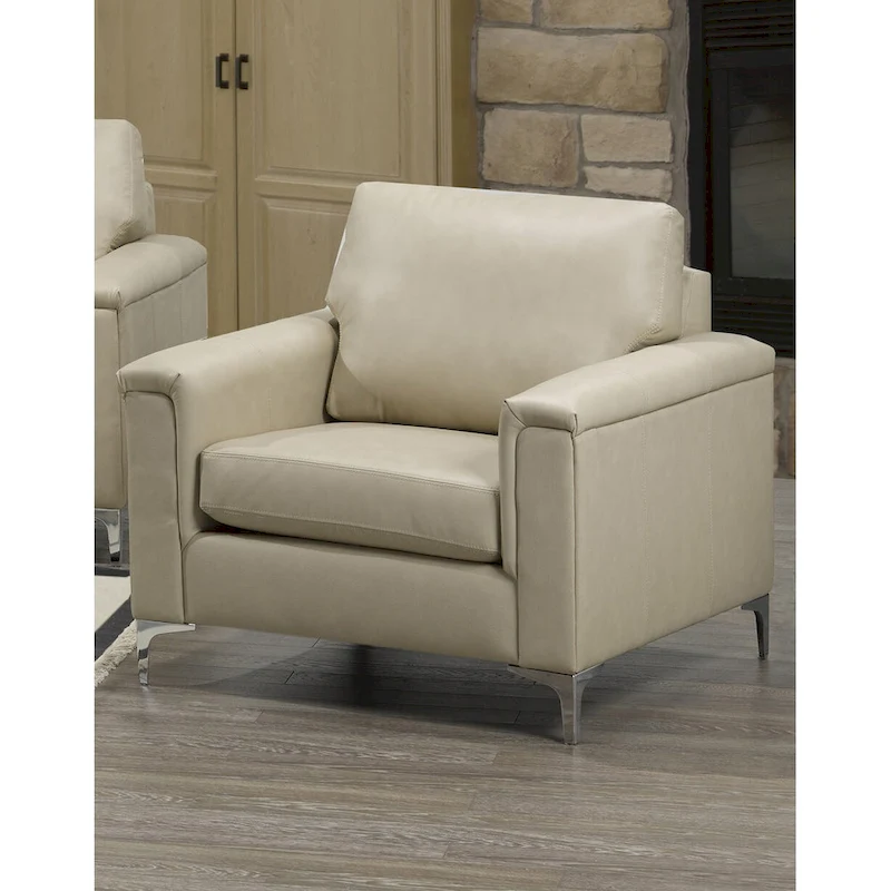 Lessa Modern Premium Top Grain Leather Sofa and Chair Set