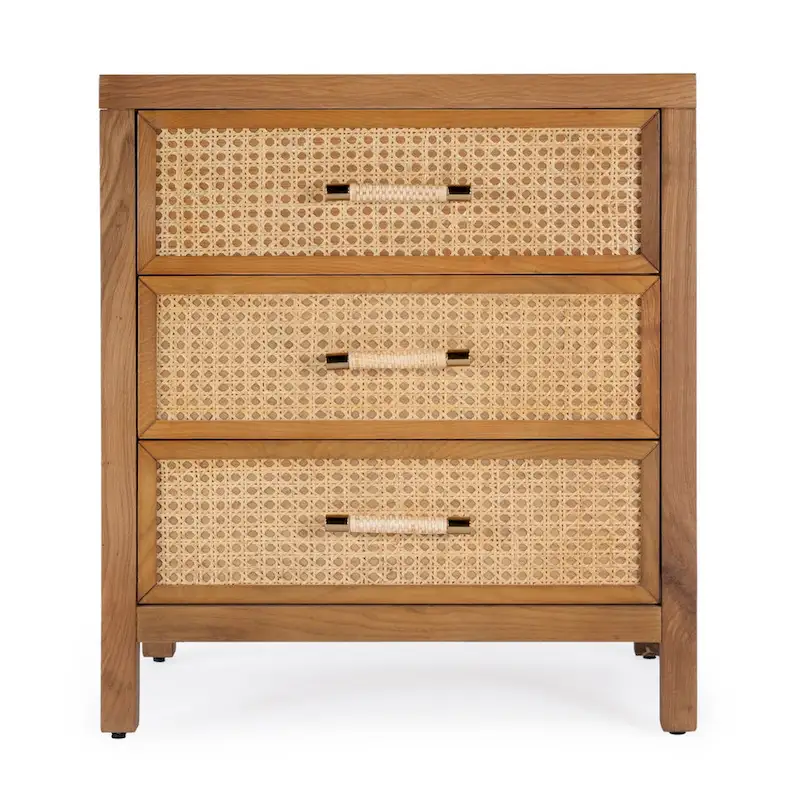 Mesa Cane and Solid Wood 3 Drawer Chest