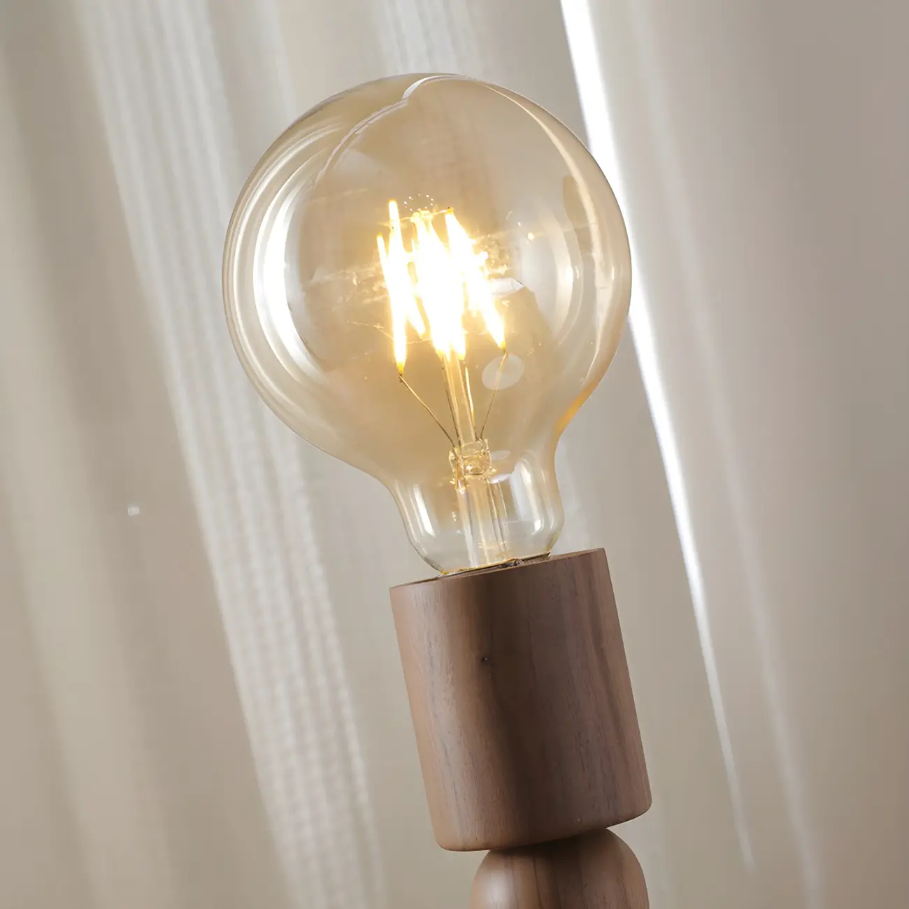 Retro Brown Gold Glass Wood Base Arched Table Lamp