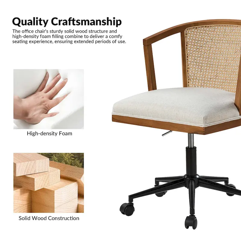 Modern Rattan Swivel Height Adjustment Office Chair