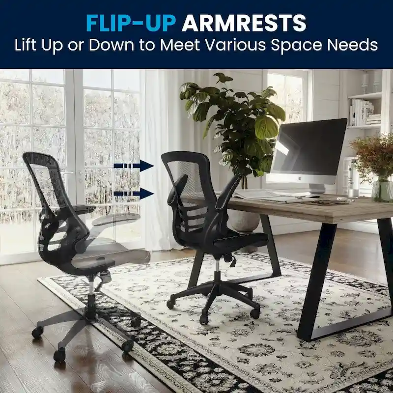 Mid-Back Mesh Swivel Ergonomic Task Office Chair with Flip-Up Arms