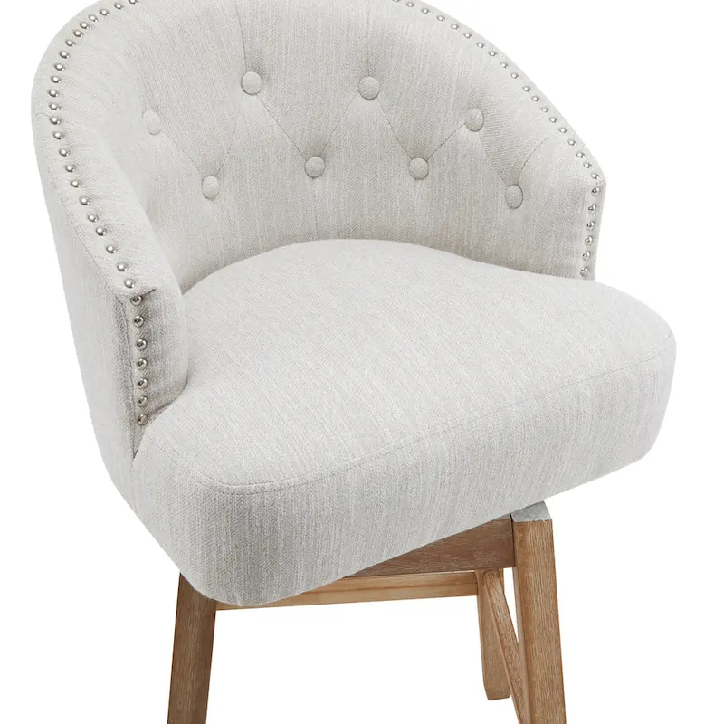 Roomfitters 33.25 Swivel Upholstered Counter Stools, Set of 2 Armless Bar Chairs with Rubberwood Frame and Footrest