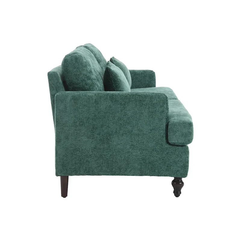Green 68.9 Chenille 2-Seater Sofa with Detachable Cushions and Wooden Legs