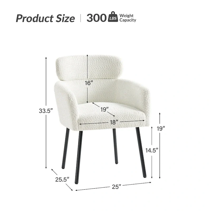Amos Modern Boucle Dining Chair with Adjustment Feet