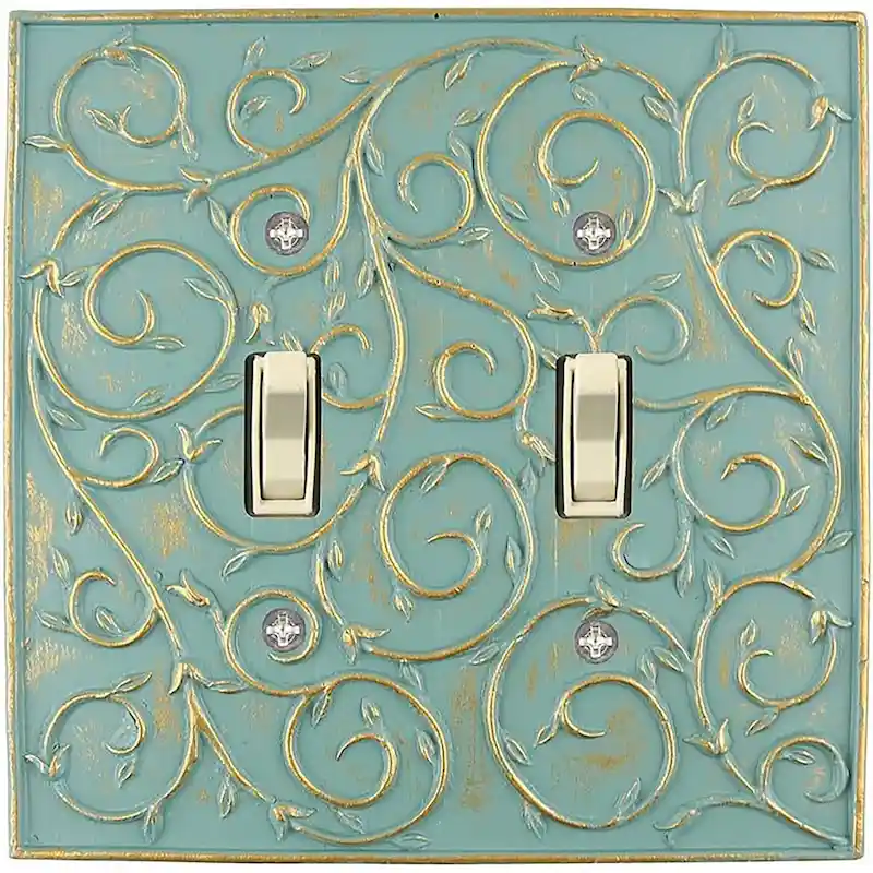 Meriville French Scroll 2 Toggle Wallplate, Double Switch Electrical Cover Plate
