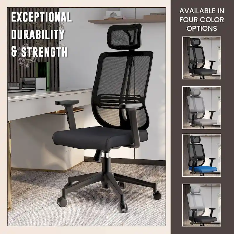 Adjustable Office Chair with Mesh Back and Headrest Nift Series by LeisureMod