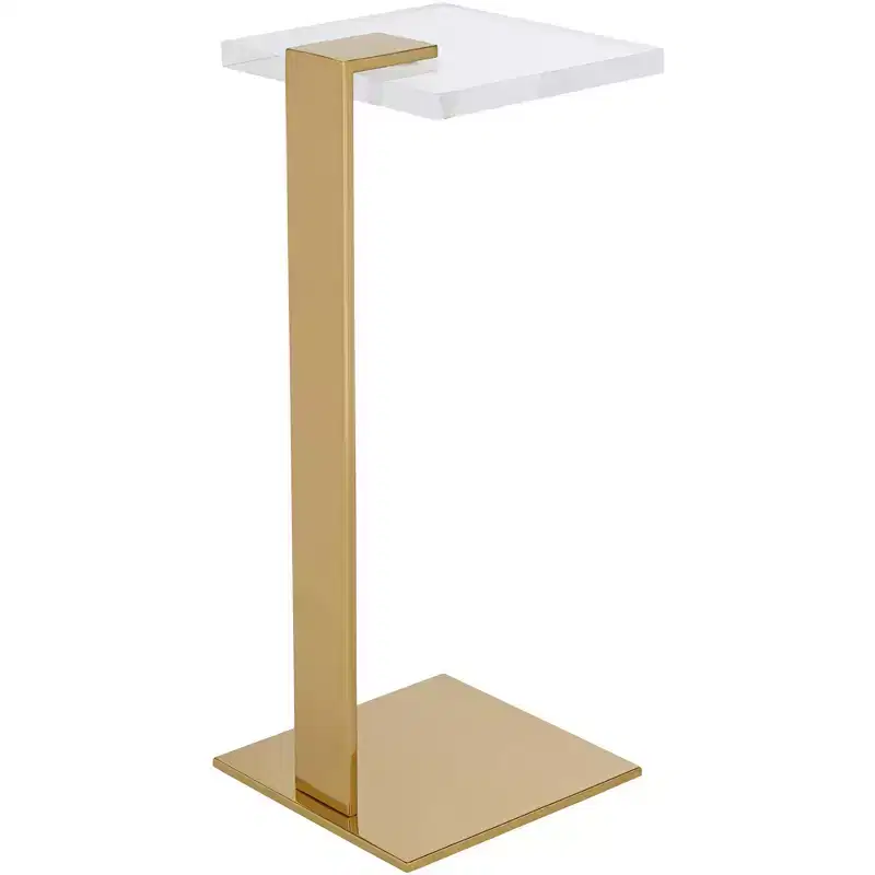 55 Downing Street Hanna 10 Wide Gold and Acrylic Square Side Table