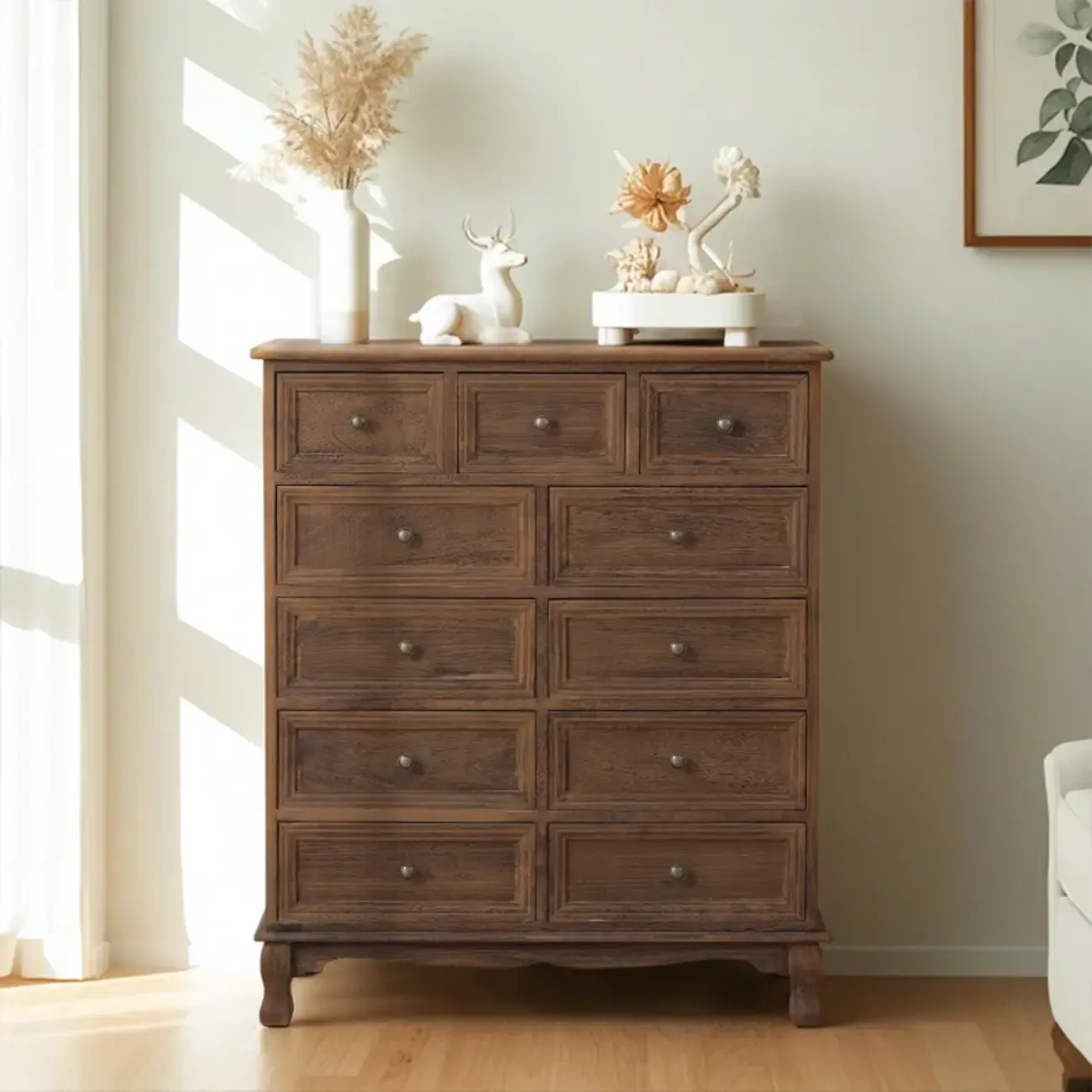 Rustic Brown Wood Accent Cabinet for Living Room Storage