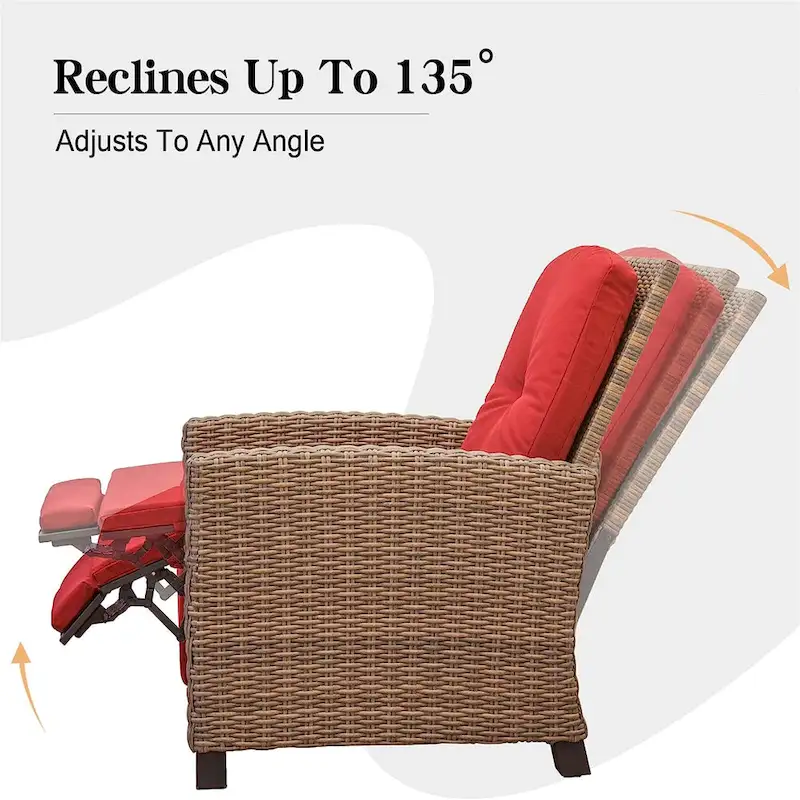 CUSchoice All-Weather Wicker Recliner with Cushion