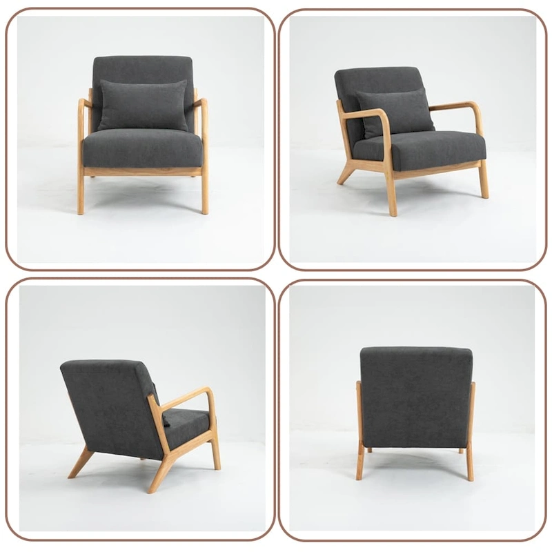 Mid-Century Velvet Upholstered Accent Chair Armchair w/Waist Cushion