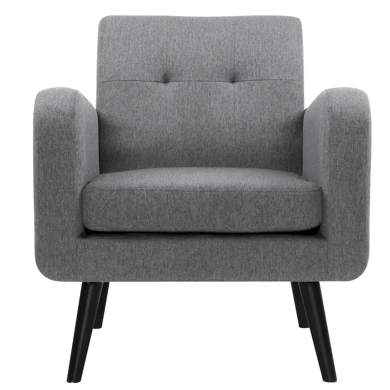 Mid-Century Modern Accent Chair with Tufted Back, Armrests, Polyester Fabric Upholstery, 29.75