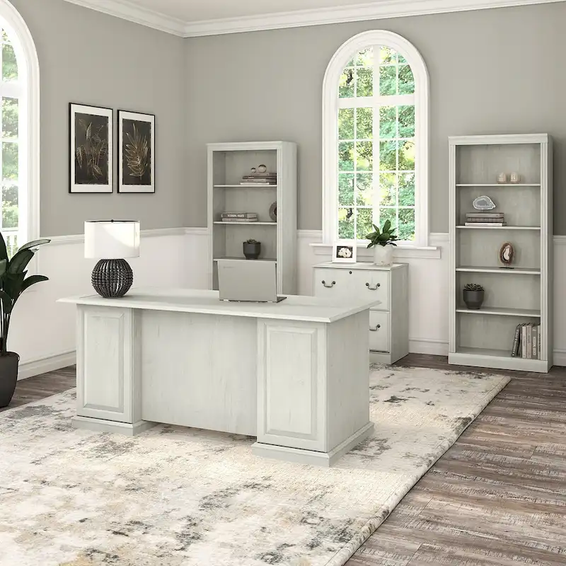 Saratoga Executive Desk, File Cabinet and Bookcases by Bush Furniture